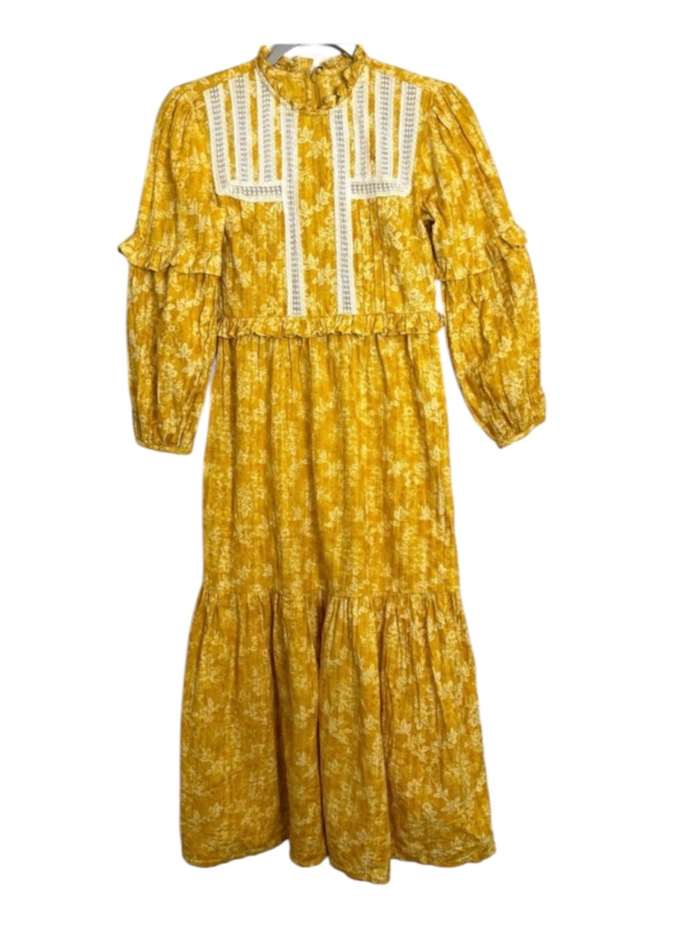 Laura Ashley x Urban Outfitters Yellow Floral Midi Dress Women’s XS Cottagecore